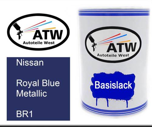 Nissan, Royal Blue Metallic, BR1: 500ml Lackdose, von ATW Autoteile West.